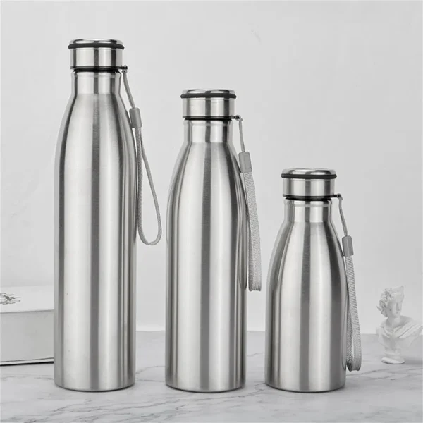 Stainless Steel Sports Water Bottle with Rope  – 1000ml - 750ml - 500ml – Customisable
