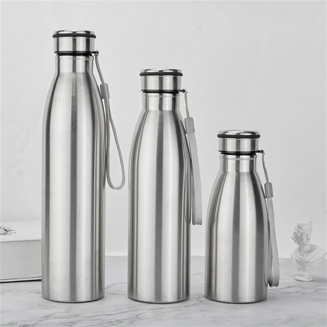 Stainless Steel Sports Water Bottle with Rope  – 1000ml – 750ml – 500ml – Customisable
